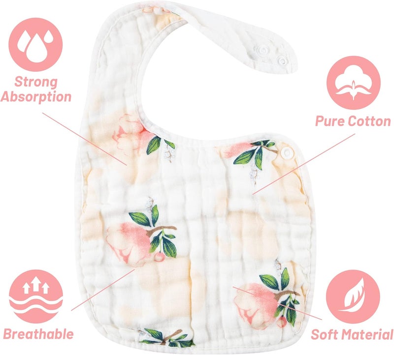 Zainpe 6-Piece Muslin Cotton Baby Bib Set - Image 3
