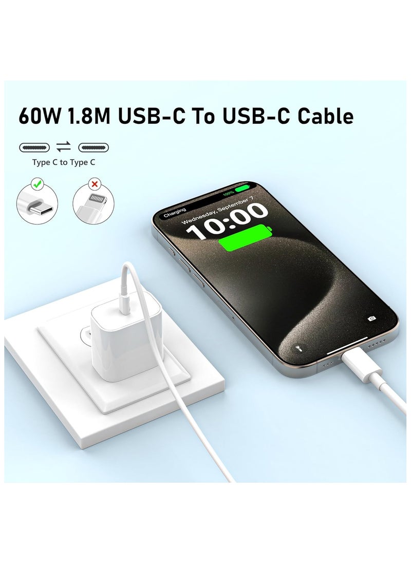 GUDOO - USB C to USB C Charger Cable 60W, for Apple iphone 15 Charger Cable 1.8M, Fast Charging Type C Lead for iphone 15/Plus/Pro/Pro Max, for MacBook Pro 2021, for iPad Pro/iPad Air/iPad Mini - Image 1