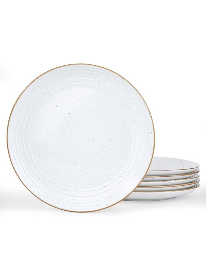 Famiware Jupiter 6 Piece Stoneware Dinner Plates in 10.25 inches, Scratch Resistant, Microwave & Dishwasher Safe, White  - Image 1