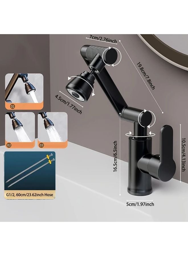 Gray 360 Degree Rotating Mechanical Arm Faucet 3 Flow Modes Anti Splash Kitchen Sink - Image 5