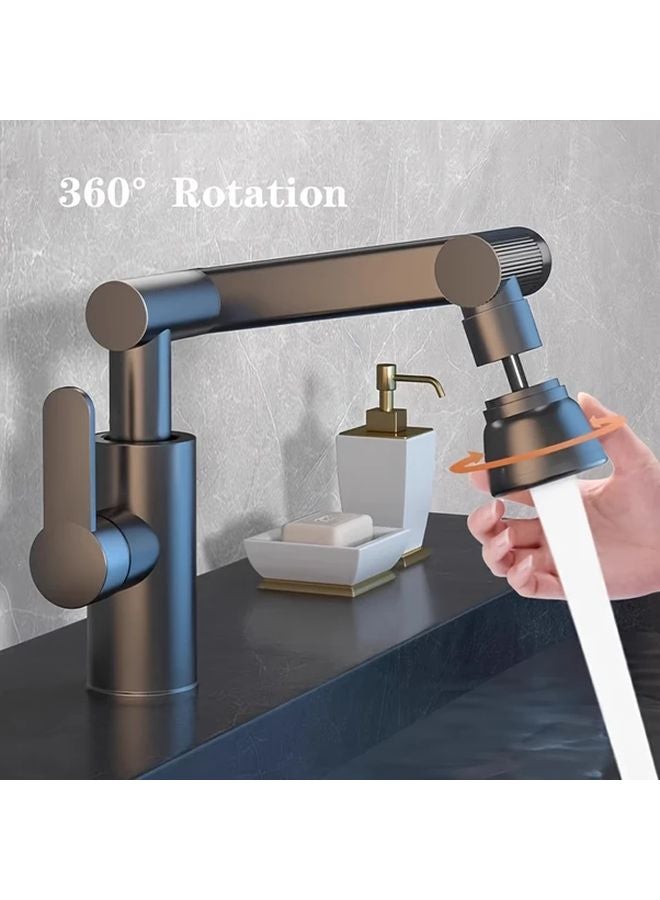 Gray 360 Degree Rotating Mechanical Arm Faucet 3 Flow Modes Anti Splash Kitchen Sink - Image 4