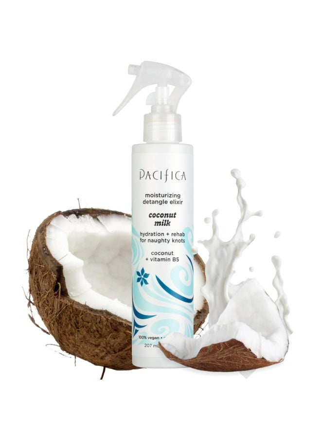 Pacifica Coconut Milk Hair Detangler Spray - Leave In Conditioner Spray, Detangling Elixir Suitable for All Types, Fine and Curly Hair Products, Smoothing, Moisturizing, and Anti-Frizz - 207 mL - Image 1
