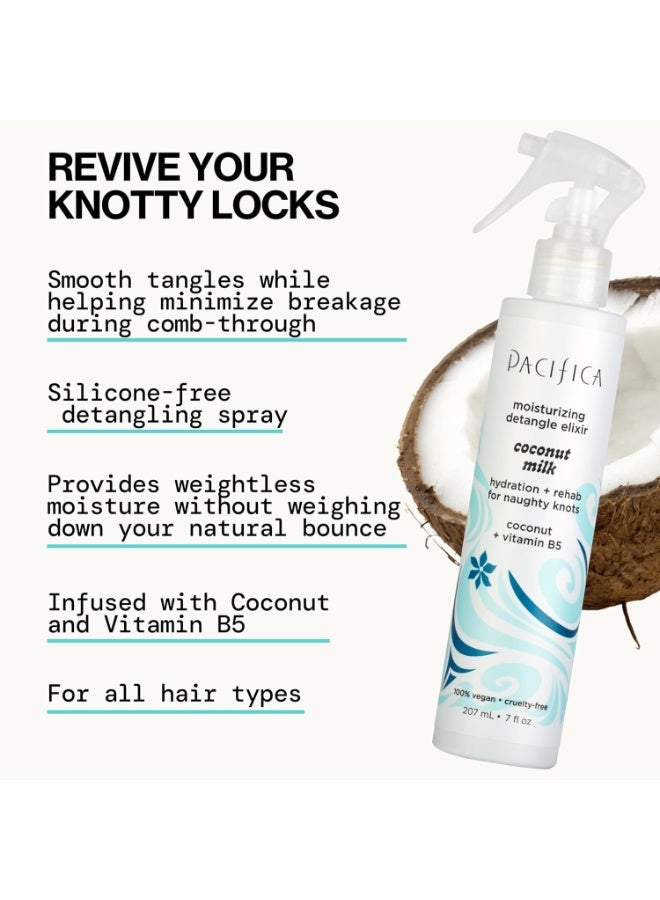 Pacifica Coconut Milk Hair Detangler Spray - Leave In Conditioner Spray, Detangling Elixir Suitable for All Types, Fine and Curly Hair Products, Smoothing, Moisturizing, and Anti-Frizz - 207 mL - Image 2