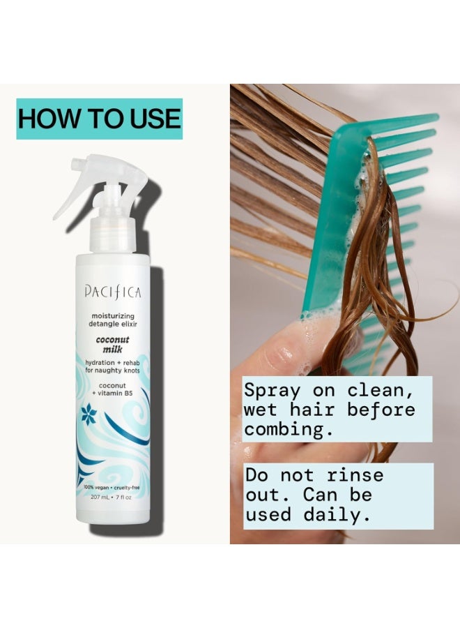 Pacifica Coconut Milk Hair Detangler Spray - Leave In Conditioner Spray, Detangling Elixir Suitable for All Types, Fine and Curly Hair Products, Smoothing, Moisturizing, and Anti-Frizz - 207 mL - Image 3