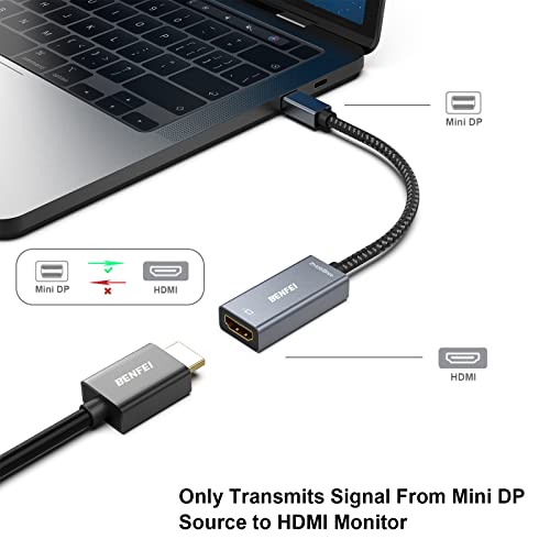 BENFEI Mini DisplayPort(Thunderbolt) to HDMI Adapter 4K@60Hz, Compatible with MacBook Air 2010-2017, MacBook Pro 2010-2015,Mac mini 2010-2014, Surface pro 1/2/3/4[Aluminium Shell&Nylon Cable] - Image 2