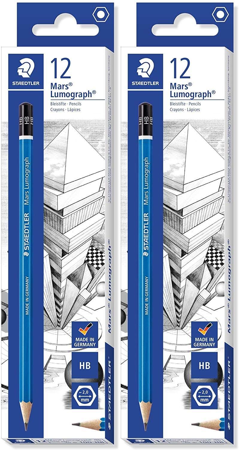 STAEDTLER Mars 100-HB LUMOGRAPH Pencil HB - Box of 12 Pack of 2