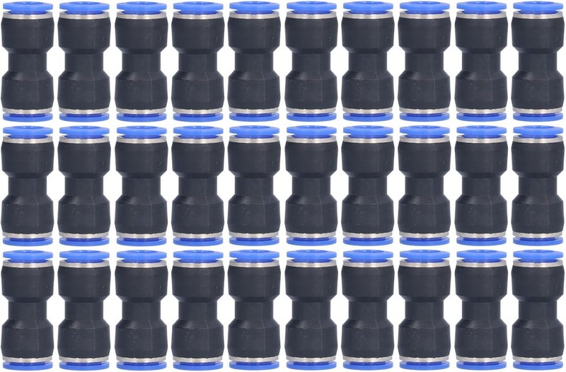 30Pcs Straight Pneumatic Connector, Push to Connect Fittings for Air Tube, 360° Rotatable Quick Connect Joint with Stainless Steel Buckle for PU Tubing in Mechanical and Medical (PU-14) - Image 1