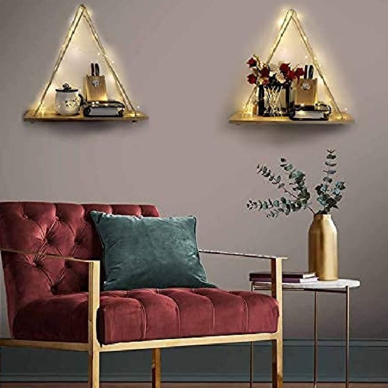 Kartunbox Wood Rope Wall Hanging Shelf Floating Shelves Hanging Swing Rope Shelves White Rope Hanging Shelves for Living Room Bathroom Bedroom Kitchen Apartment 45X16X2 cm Set of 1 Pcs - Image 2