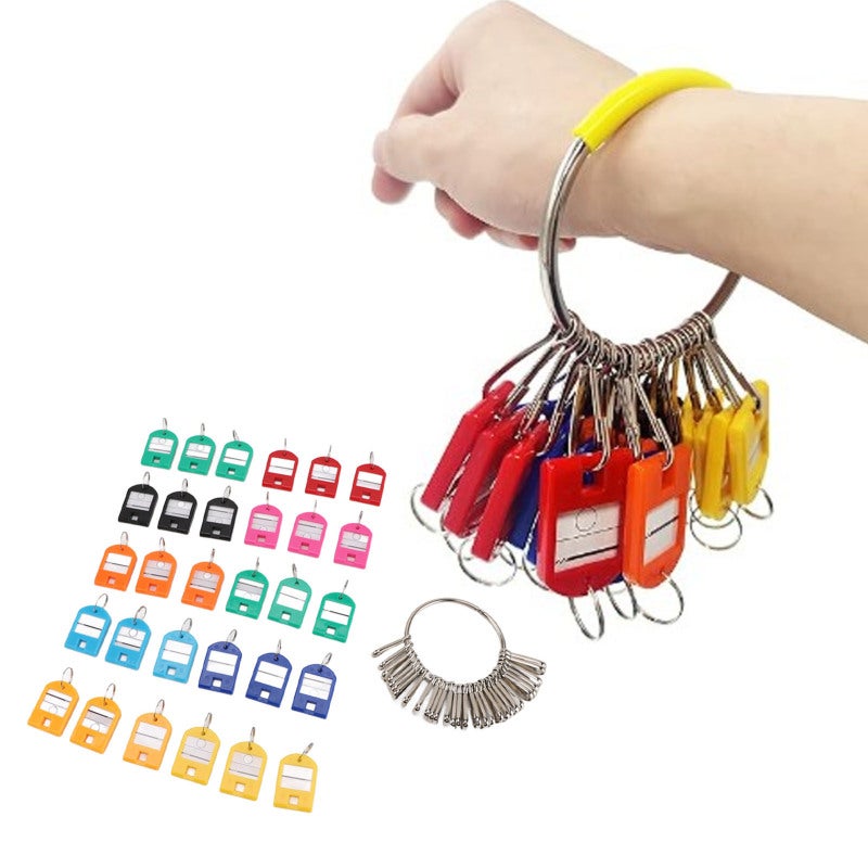 Key Organizer 8.2cm Diameter 30 Color Tags Portable Keychain - Compact Lightweight Easy Identification Multipurpose Key Tool for Home Office Hotel Apartment Management - Image 5