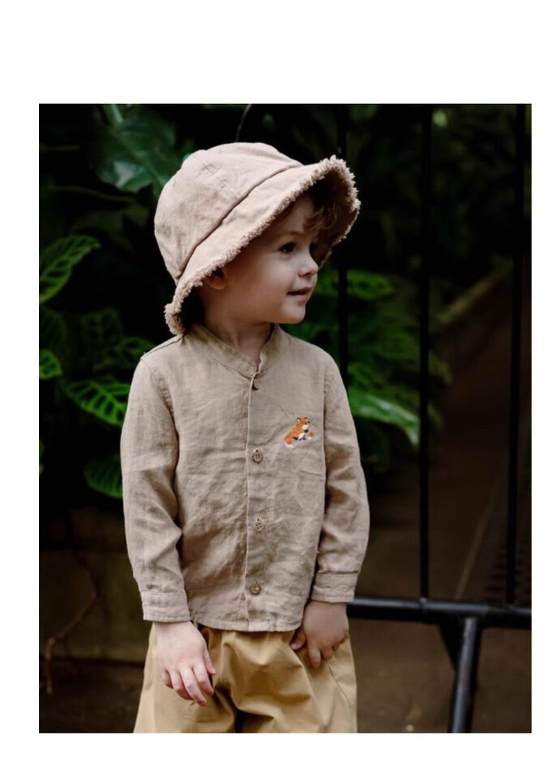 Children's Embroidered Long Sleeved Cotton Shirt Top+Pants Set  - Image 5