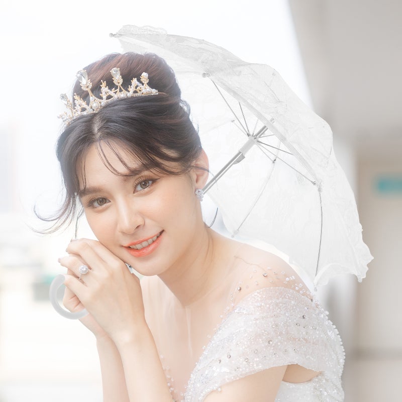 Lace Umbrella Scene Props Lace Parasol Umbrella for Wedding Stage Performance Photography - Image 5