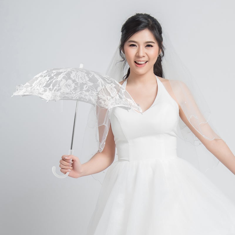Lace Umbrella Scene Props Lace Parasol Umbrella for Wedding Stage Performance Photography - Image 3