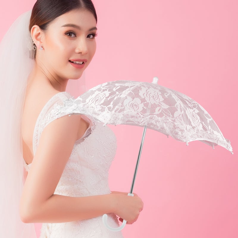 Lace Umbrella Scene Props Lace Parasol Umbrella for Wedding Stage Performance Photography - Image 4