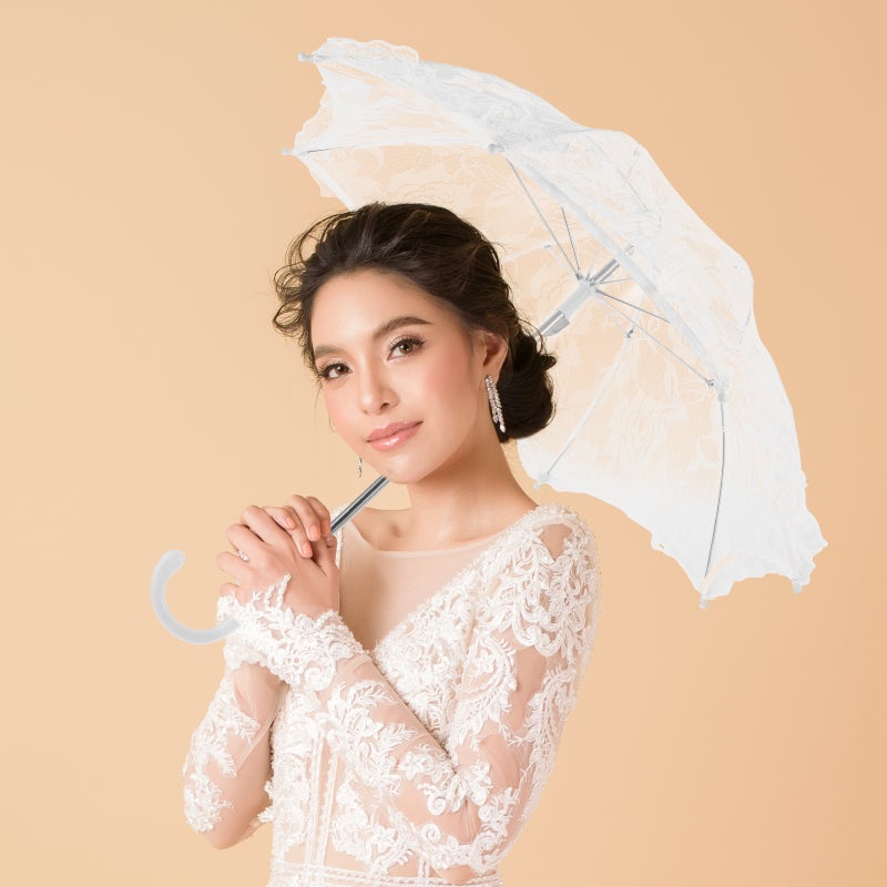 Lace Umbrella Scene Props Lace Parasol Umbrella for Wedding Stage Performance Photography - Image 2