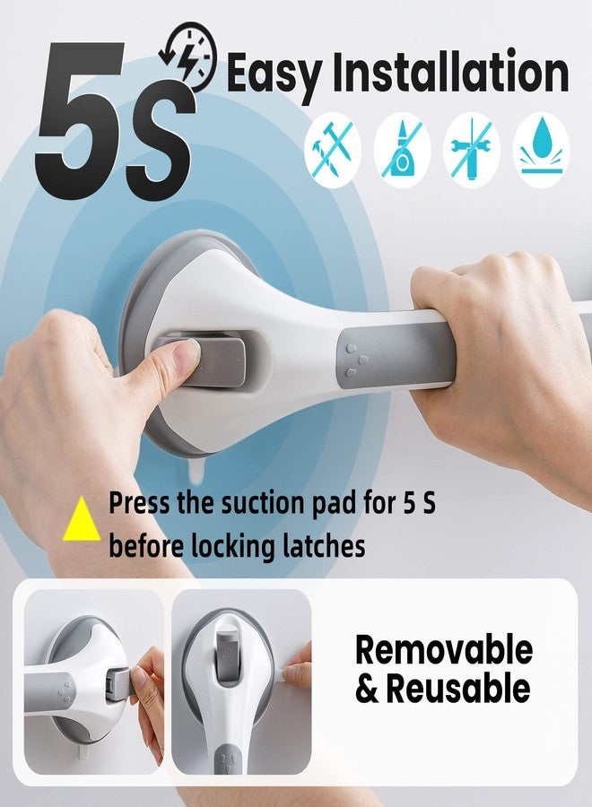 TAILI Grab Bars for Bathtubs and Showers 2 Pack Suction Grab Bar, Heavy Duty Shower Handle Removable Bath Handrails for Seniors and Elderly, Bathroom Safety Grip No Drilling Waterproof,Grey,G9 - Image 4