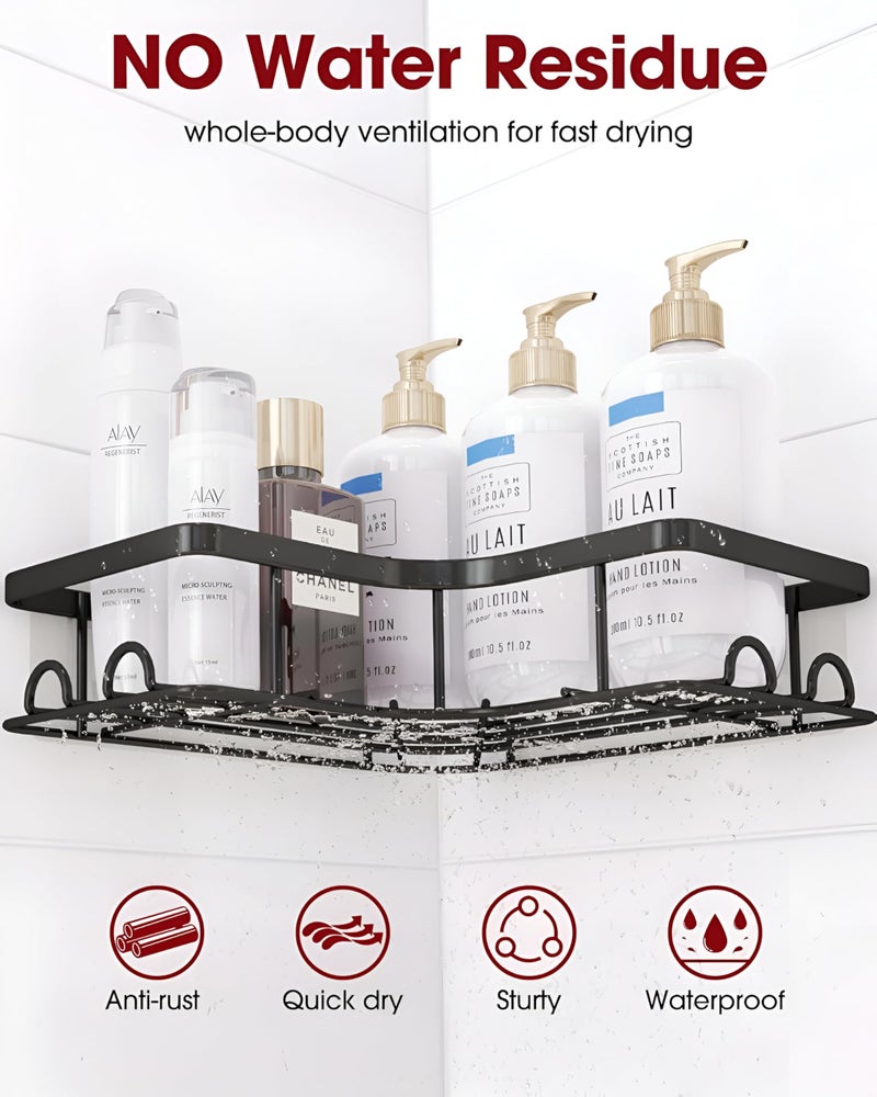 Homeor Multipurpose Corner Shelf for Bathroom/Kitchen with Magic Sticker Bathroom Organizer Without Drill, Compact Design Bathroom Corner Shelf, Pack of 2, Extra Large - Image 4