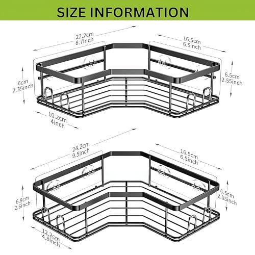 Homeor Multipurpose Corner Shelf for Bathroom/Kitchen with Magic Sticker Bathroom Organizer Without Drill, Compact Design Bathroom Corner Shelf, Pack of 2, Extra Large - Image 2