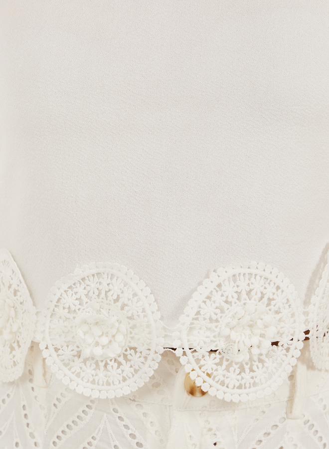 Styli Sleeveless Knitted Top with Crochet Hem  - Image 3