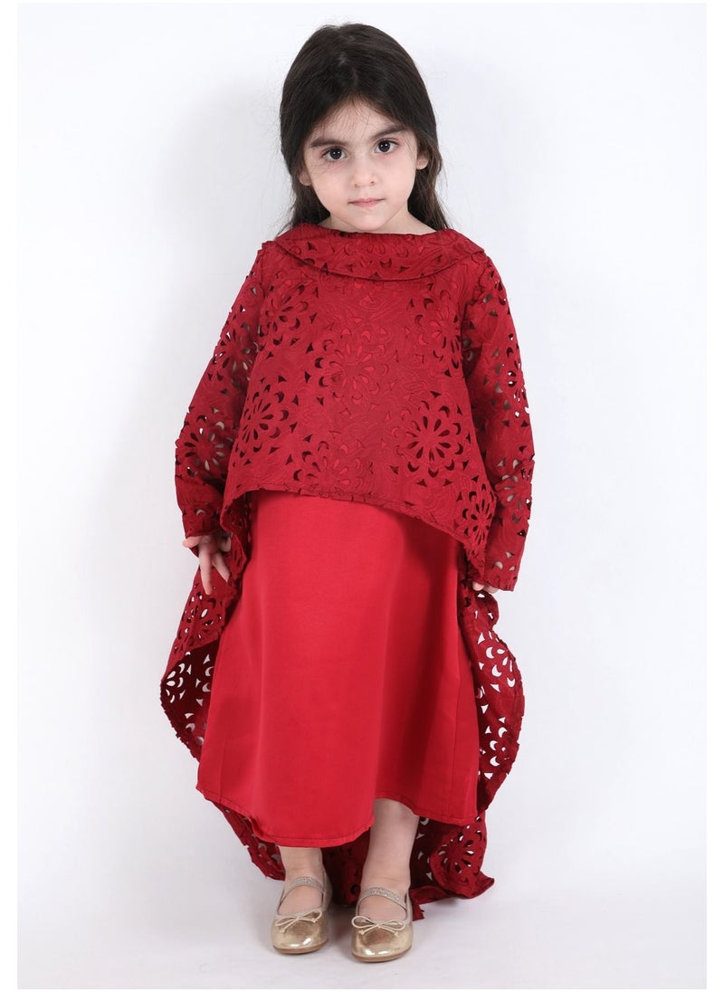 FULL JOY - An  Elegant and Beautiful Baby Girls' Dress  ,Red - Image 1