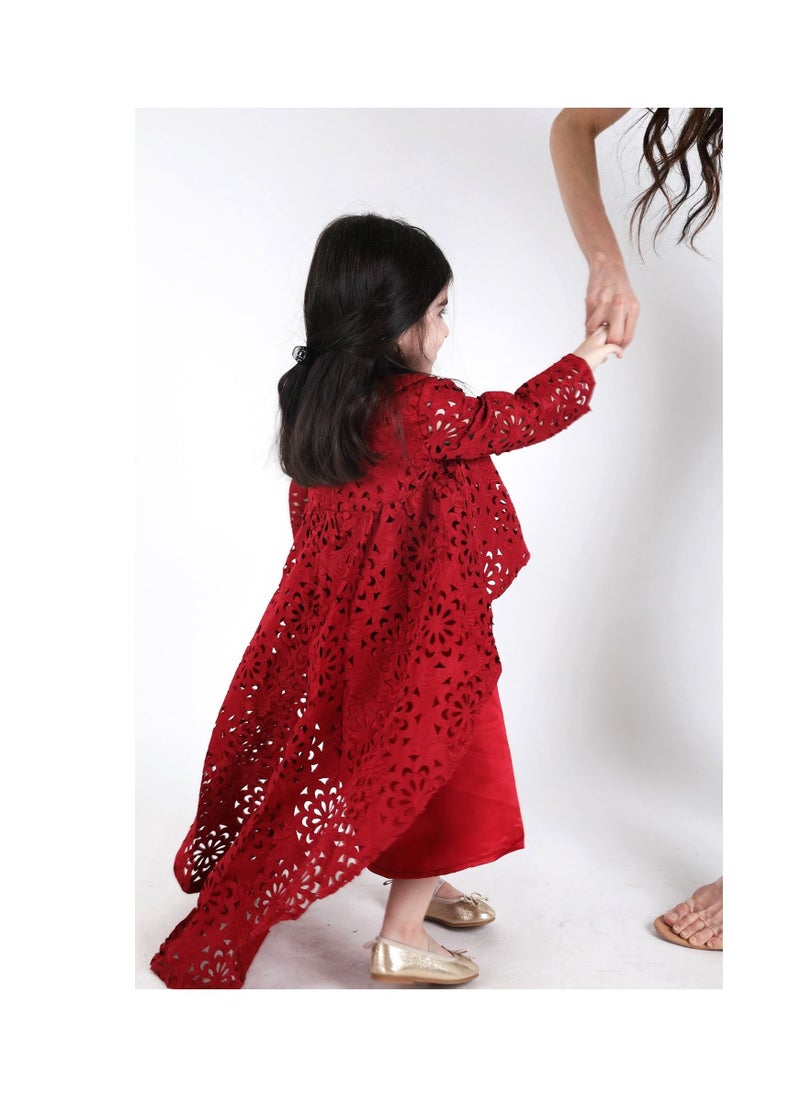 FULL JOY - An  Elegant and Beautiful Baby Girls' Dress  ,Red - Image 1