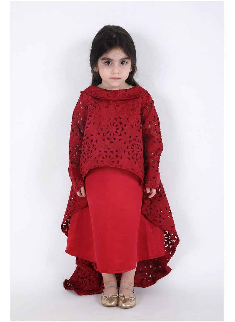 FULL JOY - An  Elegant and Beautiful Baby Girls' Dress  ,Red - Image 1