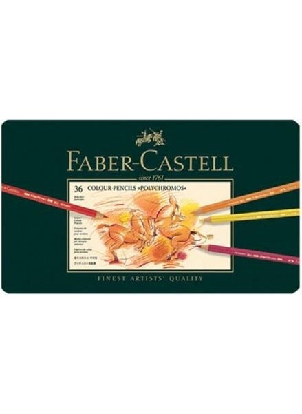 FABER-CASTELL - Faber Castell Polychromos Crayons 36 Colours Metal Box - Image 1