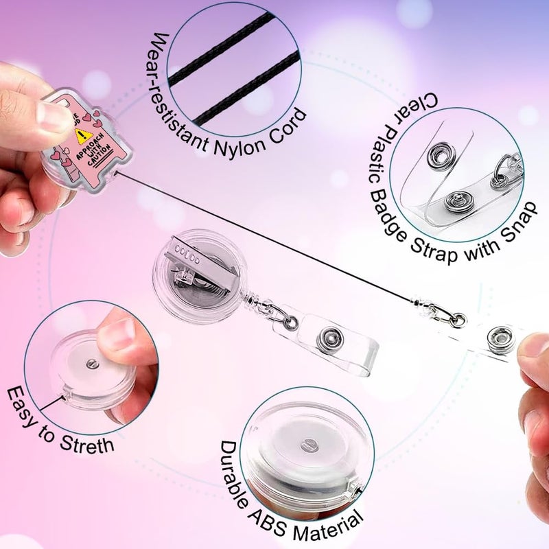 963RW Funny Nurse Badge Reel, Cute Mental Health Badge Holder Retractable Accessories ID Clip for Nursing Doctor Student Teacher Healthcare Medical Work Assistant MA CNA RN ER Office Gifts - Image 3