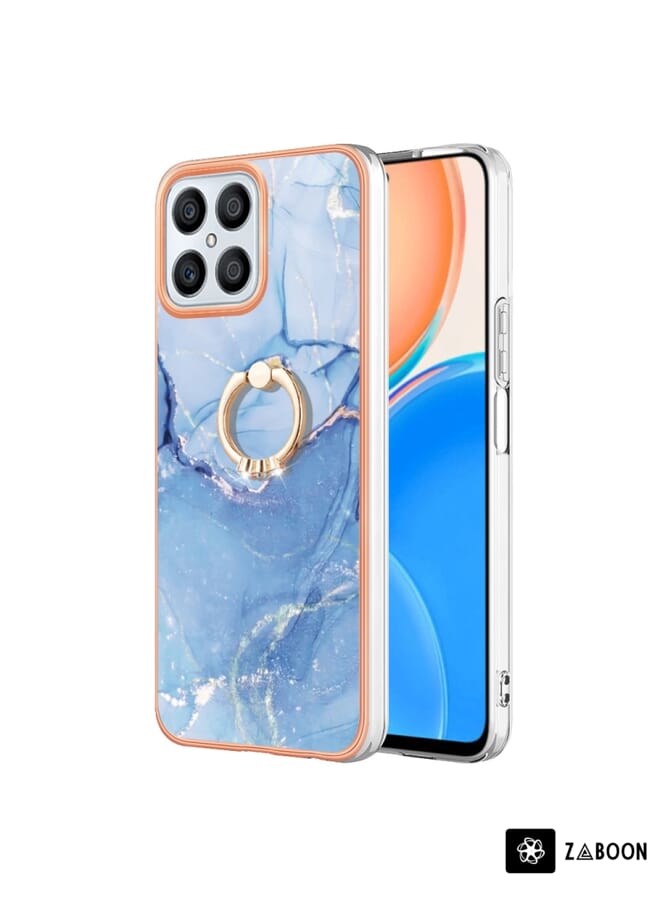 Zaboon Protective Case For Honor X8 4G Electroplating Marble Dual-side IMD  with Ring - Image 1