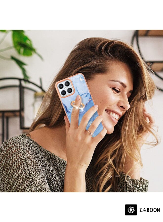 Zaboon Protective Case For Honor X8 4G Electroplating Marble Dual-side IMD  with Ring - Image 5