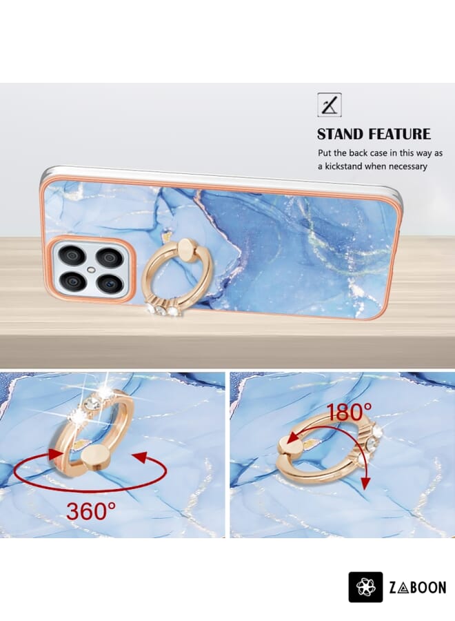 Zaboon Protective Case For Honor X8 4G Electroplating Marble Dual-side IMD  with Ring - Image 3