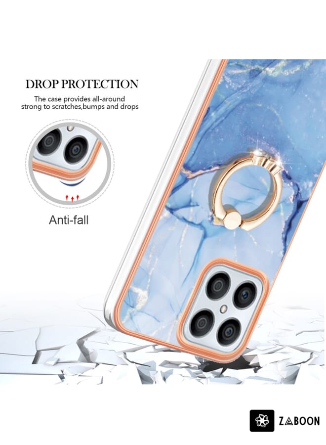 Zaboon Protective Case For Honor X8 4G Electroplating Marble Dual-side IMD  with Ring - Image 4