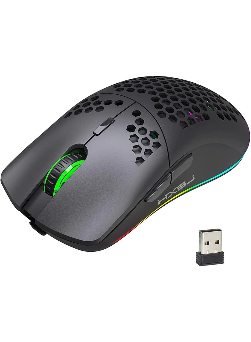HXSJ New HXSJ T66 three-mode wireless mouse 2.4G/wired/BT5.3 hole mouse 3600dpi charging game mouse - Image 1
