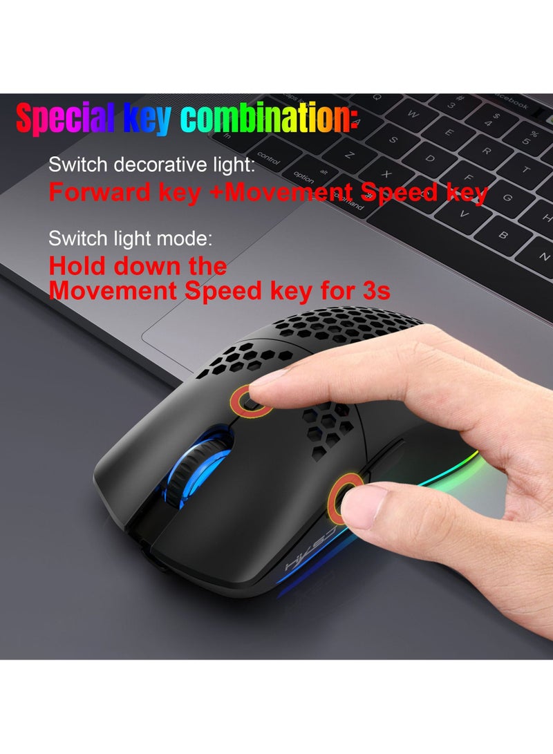 HXSJ New HXSJ T66 three-mode wireless mouse 2.4G/wired/BT5.3 hole mouse 3600dpi charging game mouse - Image 3