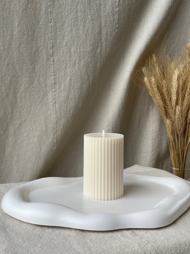 atorakushon Soy Wax White Ribbed Pillar Candles Pack of 3 Aroma Scented 3''Inches Pillar Candle for Valentine Gift Home Party Decoration Wedding - Image 5