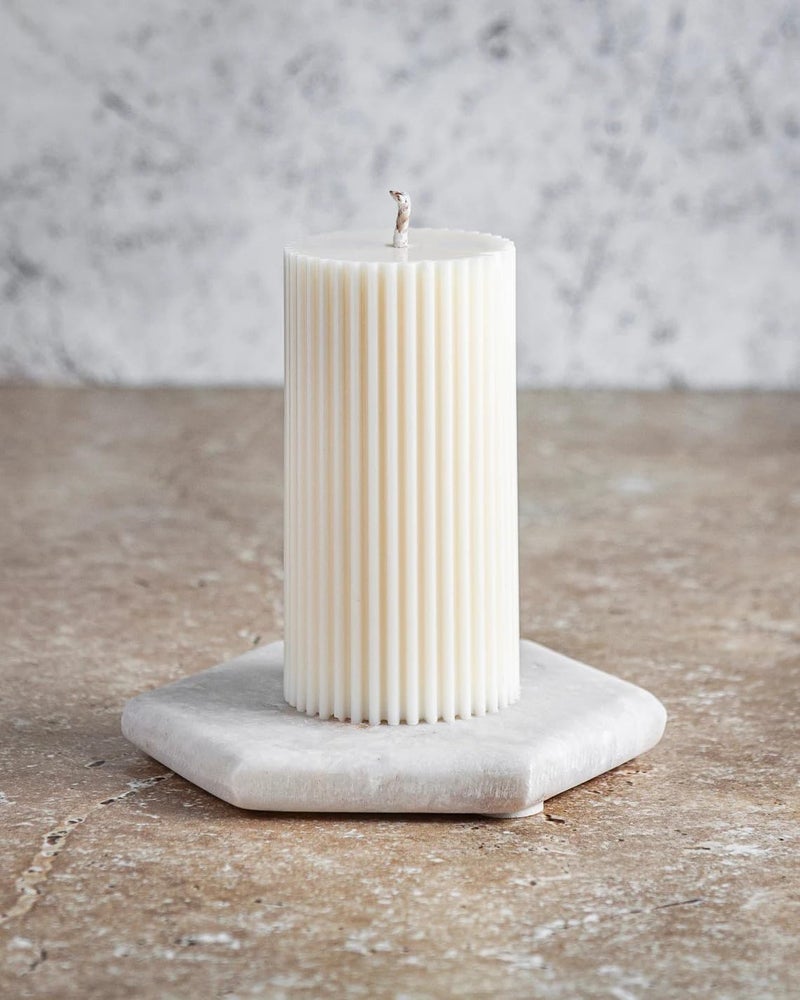 atorakushon Soy Wax White Ribbed Pillar Candles Pack of 3 Aroma Scented 3''Inches Pillar Candle for Valentine Gift Home Party Decoration Wedding - Image 2