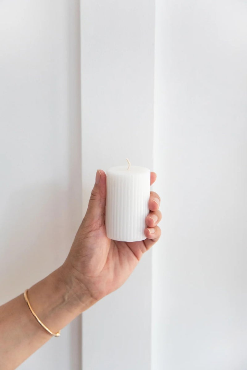 atorakushon Soy Wax White Ribbed Pillar Candles Pack of 3 Aroma Scented 3''Inches Pillar Candle for Valentine Gift Home Party Decoration Wedding - Image 3
