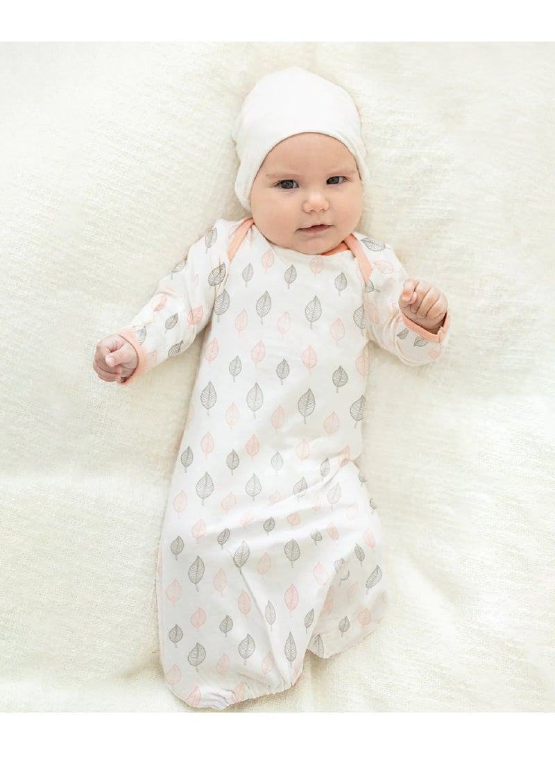 Moon Sleep Gowns Pack Of 2 Full Sleeves With Foldover Cuffs With Elastic Bottom Hem Orange And Forest Print 0-3m - Image 2