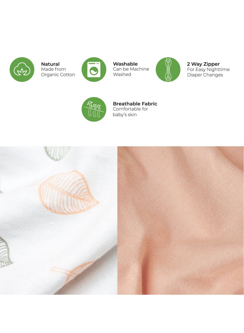 Moon Sleep Gowns Pack Of 2 Full Sleeves With Foldover Cuffs With Elastic Bottom Hem Orange And Forest Print 0-3m - Image 4