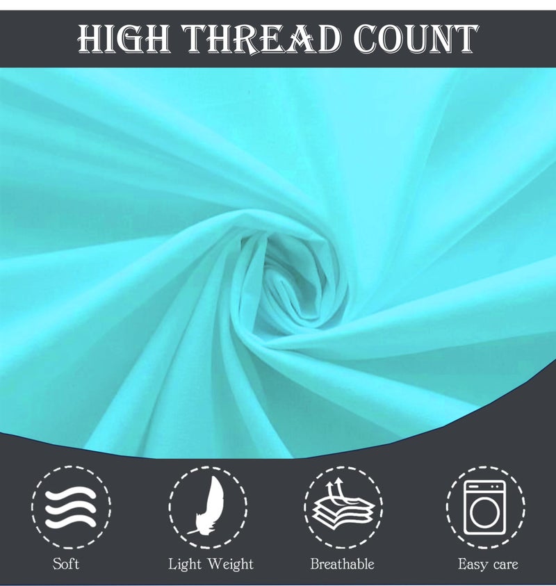 Filymore Plain Solid Aqua Double Bed Sheet 240 Tc Soft Microfiber Solid Single Color Bedsheet for Double/King Size Bed with 2 Pillow Cover (Size :90X95 inchs) (Aqua) - Image 5