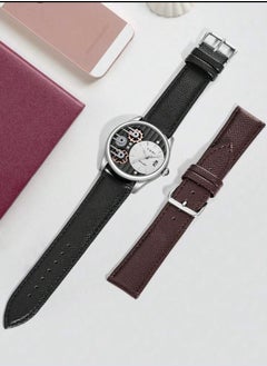 TOMI A distinctive wrist watch with analogues, a black leather strap, and a brown strap for men from TOMI, in addition to displaying the date on a daily basis.  - Image 4