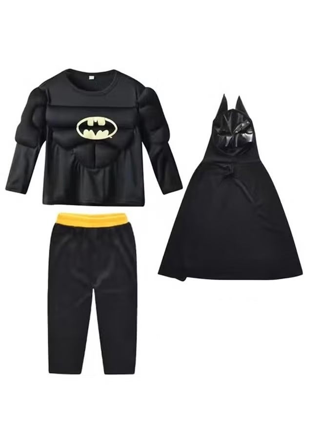 باتمان Toddler Kids Muscle Dark Hero  Full Body Costume, Children Muscle Style Outfit, Cosplay Jumpsuit for Halloween Carnival Masquerade Stage Birthday Party Dress Up - Image 1