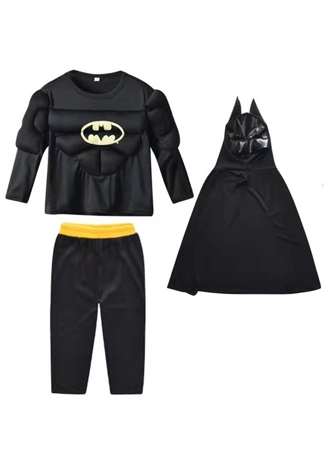 باتمان Toddler Kids Muscle Dark Hero  Full Body Costume, Children Muscle Style Outfit, Cosplay Jumpsuit for Halloween Carnival Masquerade Stage Birthday Party Dress Up - Image 2