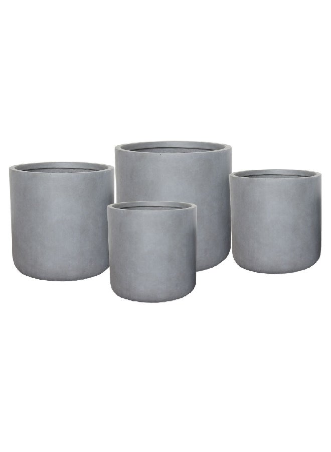 طقم أواني زهور ناعمة من طين الألياف عالي الجودة مكون من 4 قطع رمادي  51.5 × 52.5 × 52.5 سم LT1229-4S