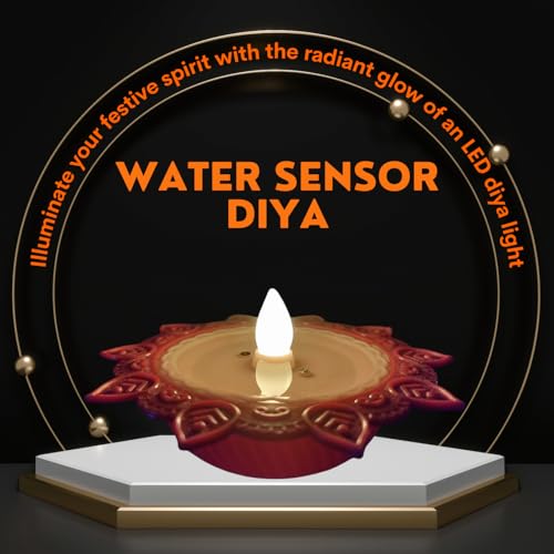 SuNZita Water Sensor LED Diya Set - Decorative Lights for Home, Diwali, Festivals Decoration - Battery Operated E-Diya Set of 8 (8) - Image 2