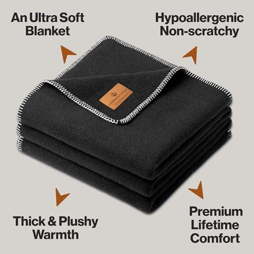Whispering Winds 100% Wool Blanket, Soft, Warm, Thick - 62"x 84" Twin Large Size Blanket for Bed, Couch, Home, Camping, Outdoors, Survival - Image 2