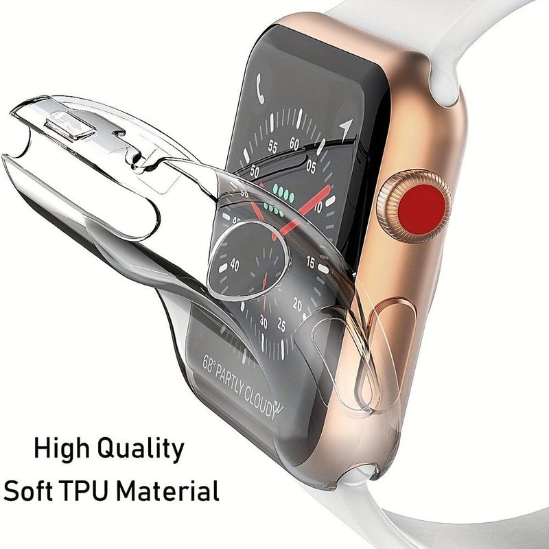 3 Pcs Set Men Women TPU Full Cover High Definition Ultra Thin Watch Case Anti Drop Fashionable Casual Screen Protector Cover For Apple Watch 38 40 41 42 44 45 46 49mm Series Ultra SE 11 10 9 8 7 6 5 4 3 2 1 Intelligent Accessories Transparent Black Golden 1 77in 4 5cm - Image 2