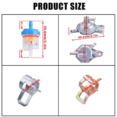 ORAEVY Gas Fuel Filter Hose Tube Line +Vacuum Fuel Pump Petcock for GY6 50cc 150cc 139QMB 157QMJ Roketa SUNL Taotao Chinese Scooter ATV Motorcycle Parts - Image 5