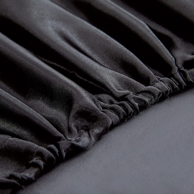 Homiest Black Satin Fitted Sheet Twin Size, Deep Pocket, Luxury & Ultra Soft Bedding - Image 4