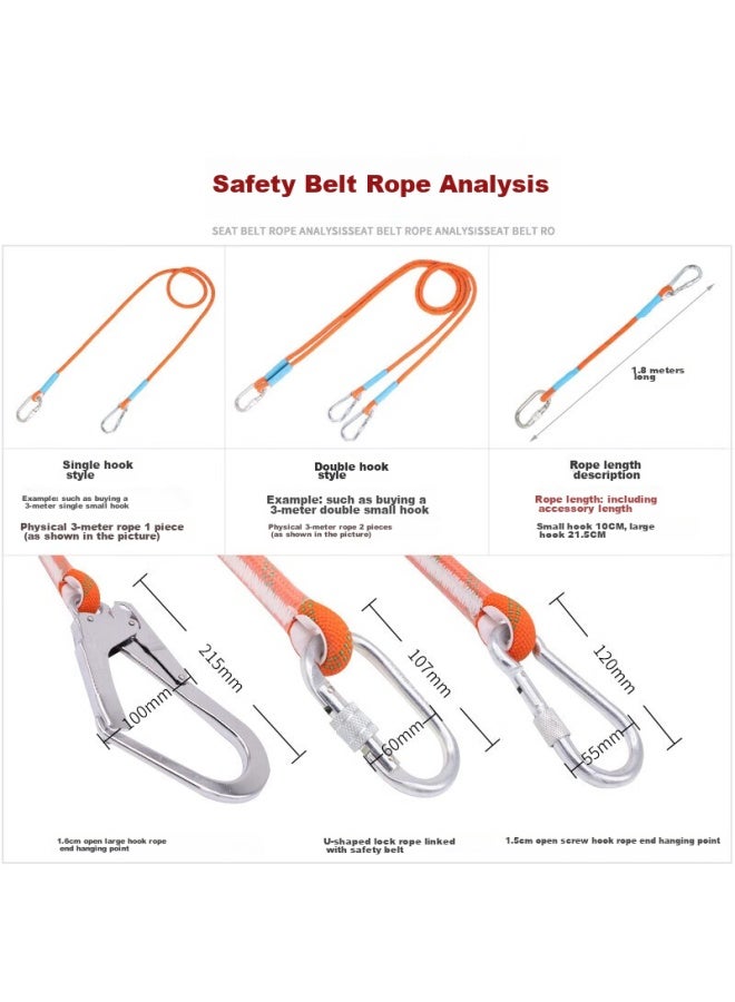 Golmud Geermu Five-point Safety Harness, High-alude Work, Full-body, Safety Rope, Gm859, Single Small Hook, 1.8 Meters - Image 3