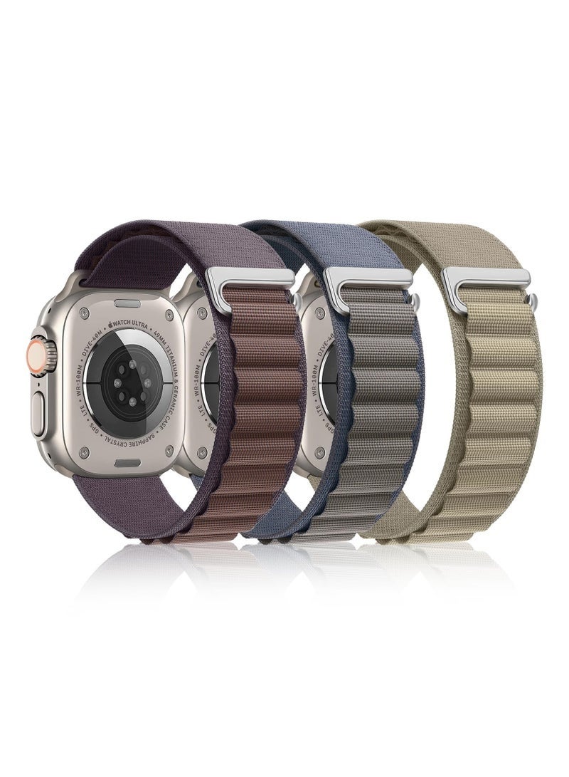 Bukela 3 Pack for Apple Watch Alpine Loop Band 49mm 45mm 44mm 42mm , Adjustable Metal C-Hook, Nylon Woven Sport Strap for iWatch Series Ultra/8/7/SE/6/5/4/3/2/1 Multicolor - Image 1
